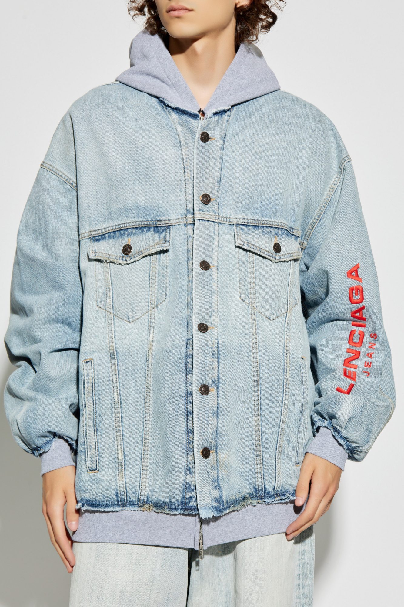 ブルゾン BALENCIAGA LIGHT BLUE DENIM JACKET Women's Denim Jacket Small Fit in Light Blue | Balenciaga US